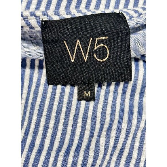 Anthropologie W5 Textured Striped‎ Knotted Front Top Blue White Size Medium - Picture 2 of 9